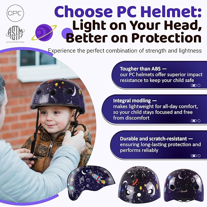 Vvinca Kids Toddlers Bike Helmet Adjustable for Ages 3-5-8 Years, Knee Pads and Elbow Pads Set Wrist Guard Sports Protective Gear Set for Roller Skate Bicycle Skateboard Scooter Girl Boy Birthday Gift