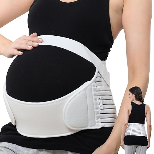 NeoTech Care Pregnancy Support Maternity Belt, Waist/Back/Abdomen Band, Belly Brace (Size M, Ivory Color)