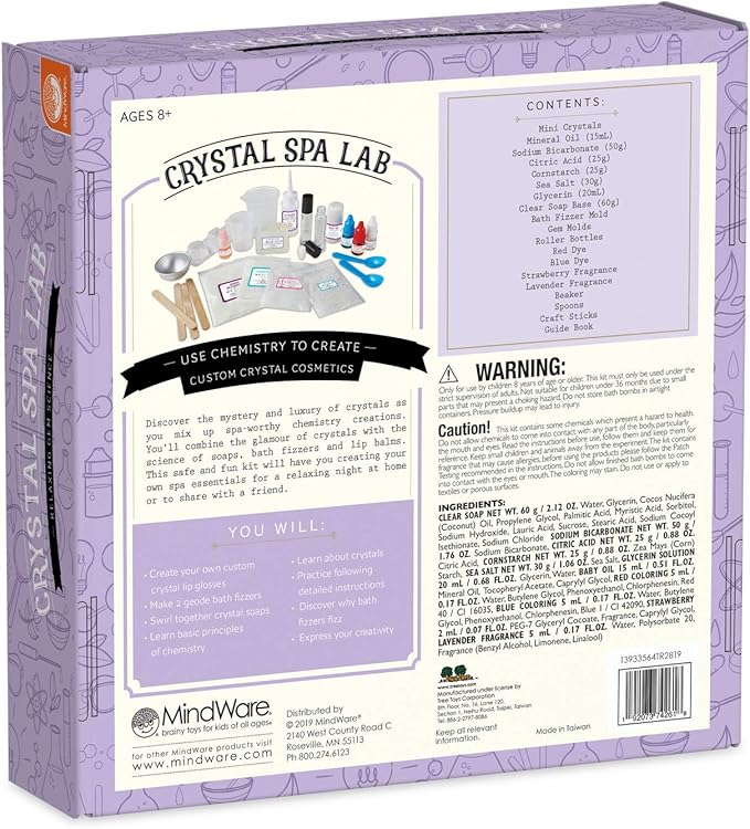 MindWare Science Academy Crystal Spa lab - Kids & Teens Create 3 spa Gifts with Our 19pc Science kit – A Creative DIY Chemistry kit for Both Boys & Girls – Great Gift for Children & Teenagers