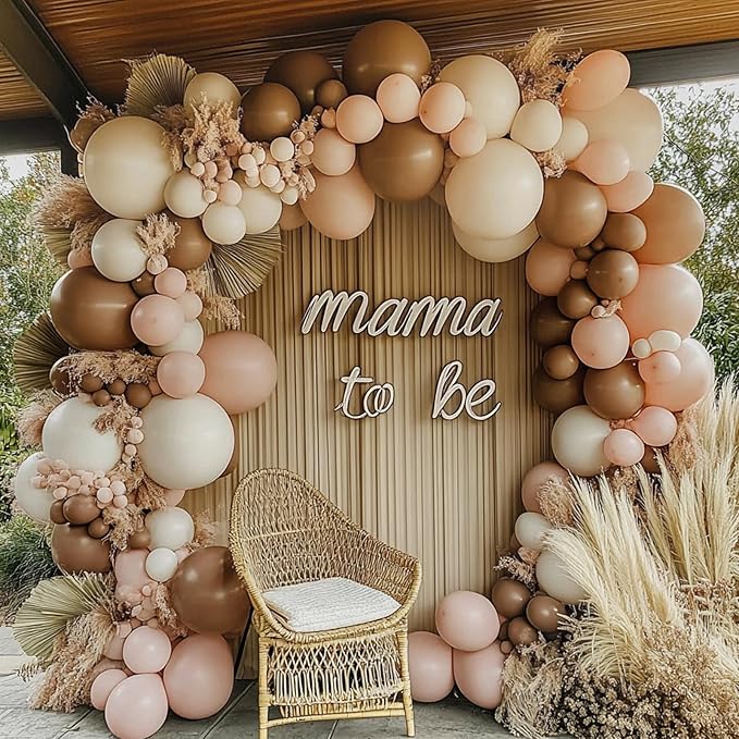 RUBFAC 129pcs Brown Balloons Different Sizes 18 12 10 5 Inches for Garland Arch Kit, Premium Boho Coffee Brown Latex Balloon for Birthday Party Graduation Wedding Anniversary Baby Shower Decoration