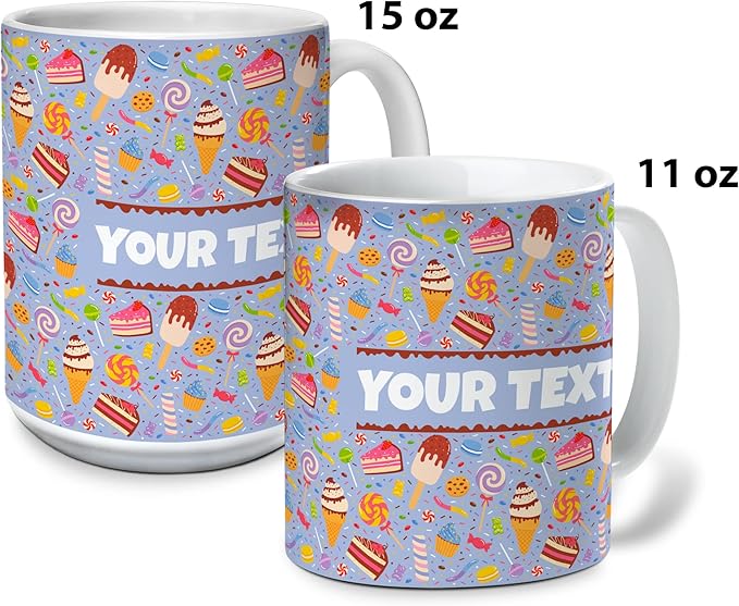 Personalized Mug for Kids - Sweets - Custom Name/Text, Ceramic Hot Chocolate/Cocoa/Coffee Cup for Boys/Girls, Birthday/Christmas/Holiday Gift - 11 oz, Black Handle