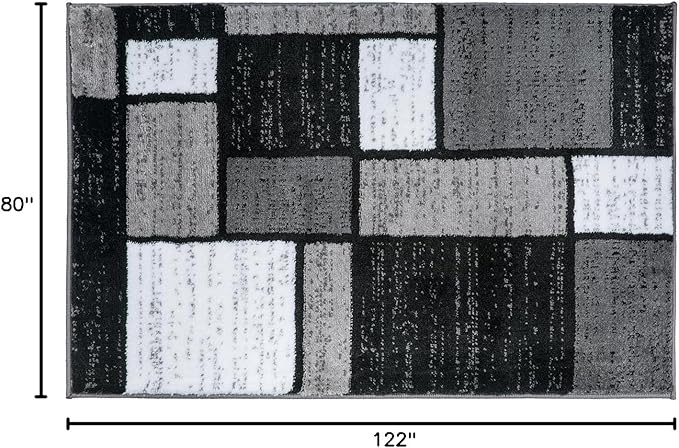 Rugshop Contemporary Modern Boxes for Home Office,Living Room,Bedroom,Kitchen Non Shedding Area Rug 2'7" x 4' Gray