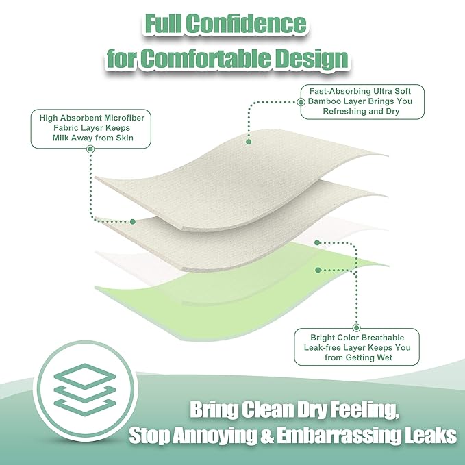 wegreeco Nursing Breast Pads (14 Pack)+Laundry Bag & Travel Storage Bag, 2 Sizes: 3.9/4.7inch - Washable & Reusable Breastfeeding Nursing Pads (Passion, Large, Daytime Use)