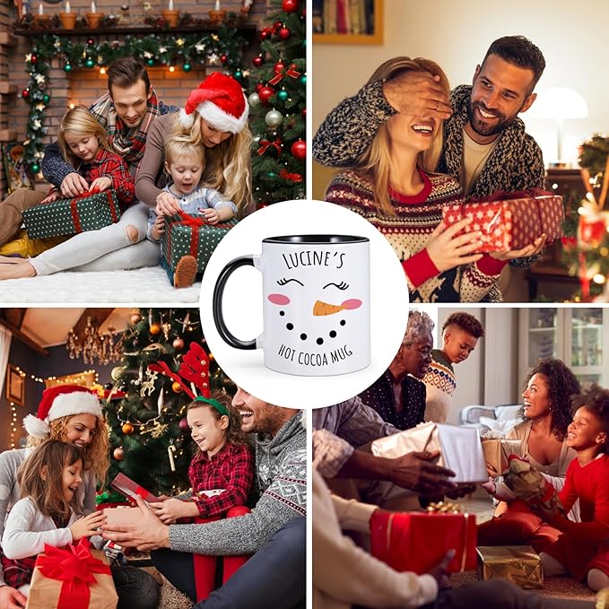 Custom Christmas Mugs Personalized Hot Cocoa Mug for Kids Snowman Hot Chocolate Mug Customized Winter Holiday Mugs 11 oz Christmas Ceramic Mug Xmas Gifts for Boys Girls Family Christmas Decorations