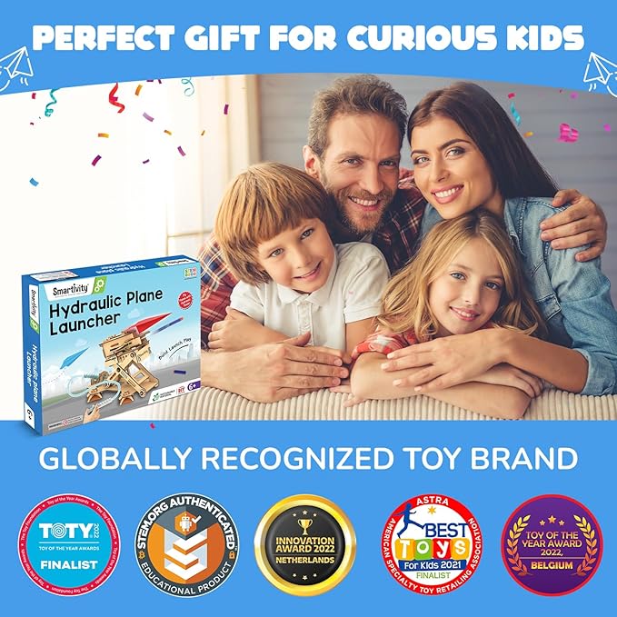 Smartivity 2in1 Hydraulic Airplanes & Darts Launcher STEM Toy for Kids Ages 6-14 Years I Birthday Gifts for Smart Kids | DIY Science Kit for Boys & Girls 6, 8,10,12,14 Years Old
