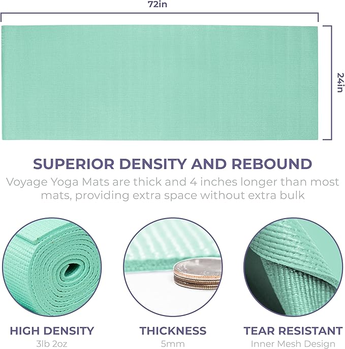 Sunshine Yoga Voyage Yoga Mat, 10 Pack, 72" x 24" Professional Studio and Gym Bulk Yoga Mats, 5mm Thick, Durable, Anti-Tear, Non Slip Fitness and Exercise Mats