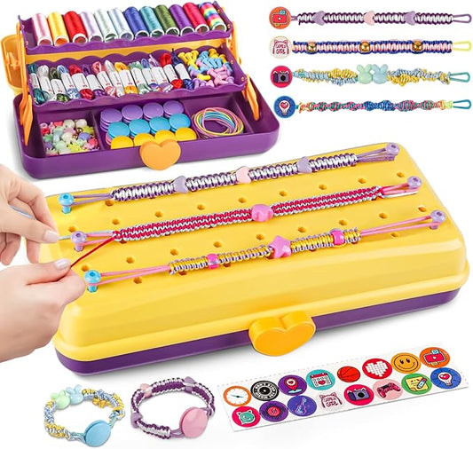 Cmiolacuna Friendship Bracelet Making Kit for Girls, 3-Layer Storage Box Arts and Crafts Bracelets Jewelry String Maker Kit Ages 8-12,Best Christmas Birthday Gift for Girls 6 7 8 9 10 11 12 Year Old
