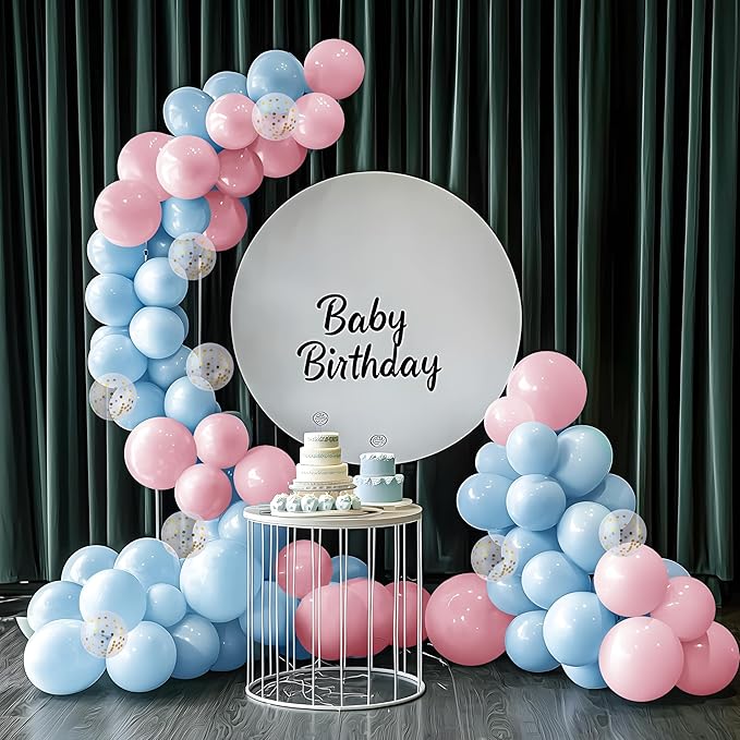 JOYIN 150 Pcs Pastel Blue Balloons, Different Sizes 18 12 10 5 Inch Pastel Blue Latex Balloon Arch Kit with Instruction for Birthday Party Graduation Wedding Holiday Decoration