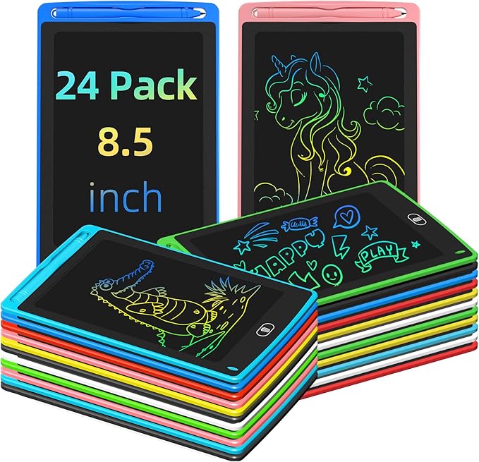 LCD Writing Tablet for Kids, 8.5 Inch Colorful Doodle Board Drawing Tablet, Educational Learning Toys Birthday Gifts for Kids Age 3 4 5 6 7 8 (24 Pack)
