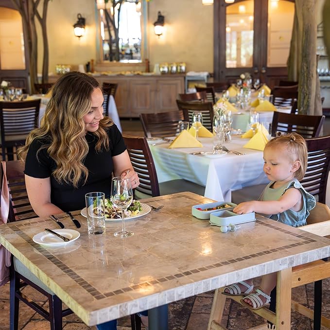 Travel Silicone Portable Feeding Supplies - Toddler Suction Plates, Silicone Baby Spoon & Fork, Lightweight Foldable Bib & Waterproof Storage Bag - 6 Piece Set