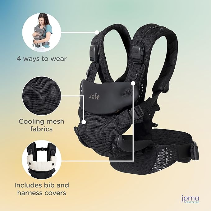 Joie Savvy Air 4-in-1 Mesh Baby Carrier – Breathable, Ergonomic Baby Carrier with 4 Carry Positions, Cooling Mesh Fabric, Padded Straps, and Lumbar Support (Bisque)