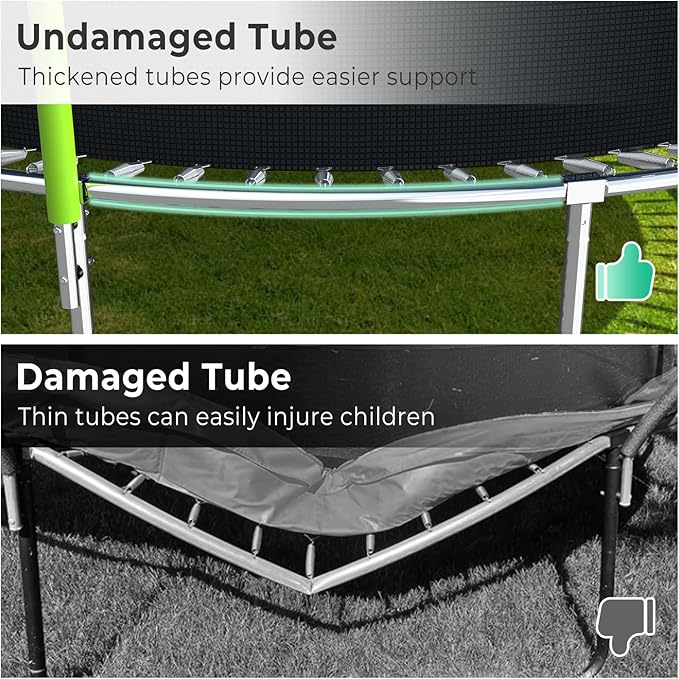 Upgraded 16FT 15FT 14FT 12FT 10FT 8FT Trampoline Outdoor with Basketball Hoop and Net, Capacity for 4-6 Kids and Adults