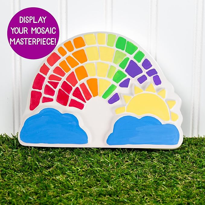 Creative Roots Paint Your Own Rainbow Stepping Stone Craft Kits for Kids, Ceramics to Paint, Ages 6+