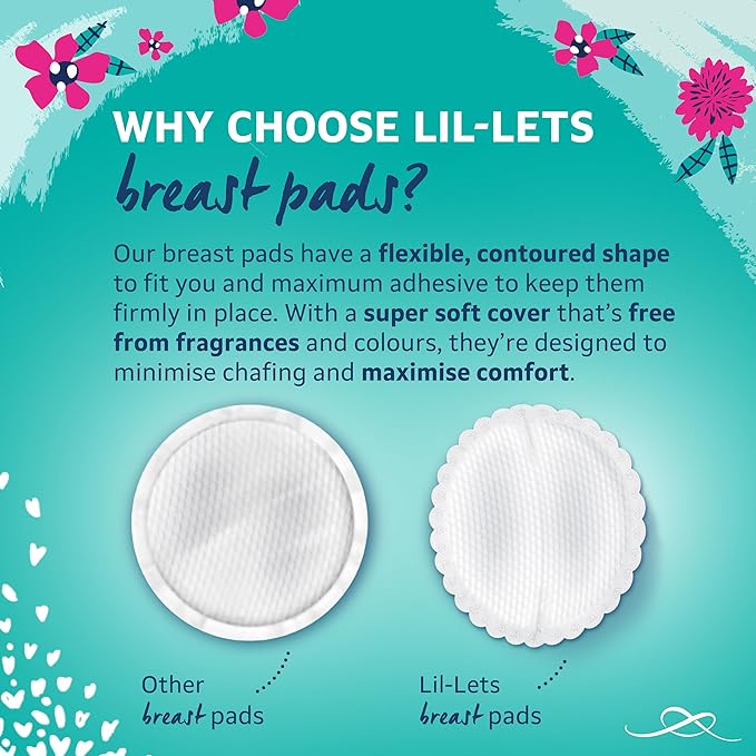 Lil-Lets Nursing Pads – 120 Individually Wrapped, Ultra-Thin, Absorbent & Fragrance-Free – Comfort & Protection for Nursing Moms Postpartum –Maximum Adhesion for Leak & Chafing Nipple Protection