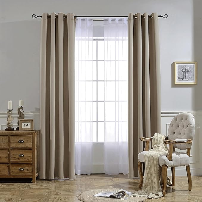 NICETOWN Room Darkening Curtains for Nursery, Grommet Thermal Insulated Light Blocking Window Treatments Sound Reducing for Bedroom, W37 x L72, 2 Panels, Taupe