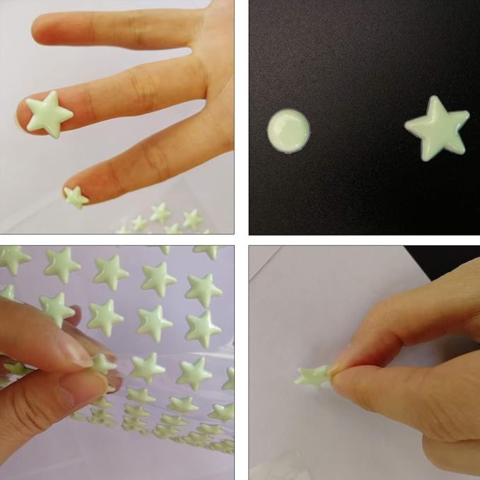 1230 PCS Glow in The Dark Stars Wall Stickers, 3D Adhesive Dots Decor Starry Sky Decor for Kids Bedroom or Birthday Gift,Beautiful Wall Decals (Green)