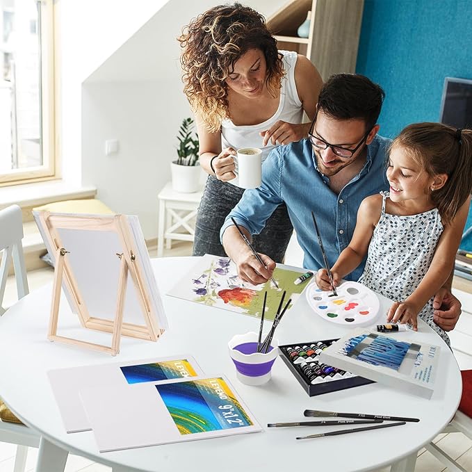 LEYEMO Acrylic Art Set, Paint Set, Painting Kit, Acrylic Paint Sets for Kids, Canvas Set with 18 Acrylic Paints, 8 Painting Brushes, Art Supplies for Kids, Adults, Beginners