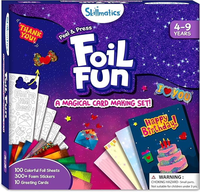 Skillmatics Foil Fun - Card Making Set, No Mess Art for Kids, Craft Kits & Supplies, DIY Creative Activity, Gifts for Girls & Boys Ages 4, 5, 6, 7, 8, 9