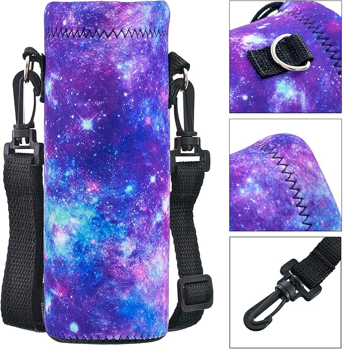 Neoprene Water Bottle Carrier Bag with Adjustable Shoulder Strap for Men Women Walking Hiking,Portable Insulated Holder Case for Stainless Steel/Glass/Plastic Bottles
