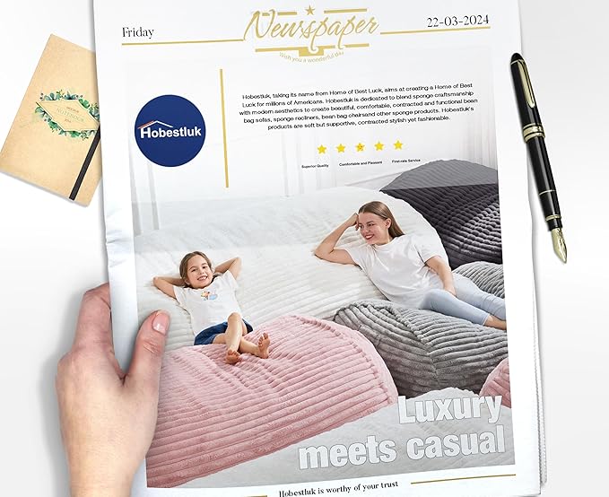 Hobestluk 6FT Bean Bag Chairs Adult Bean Bag with Portable Handle Comfy Large Bean Bag Lounge Chair with Removable Cover for Living Room Bedroom (Stripe White, 6FT)