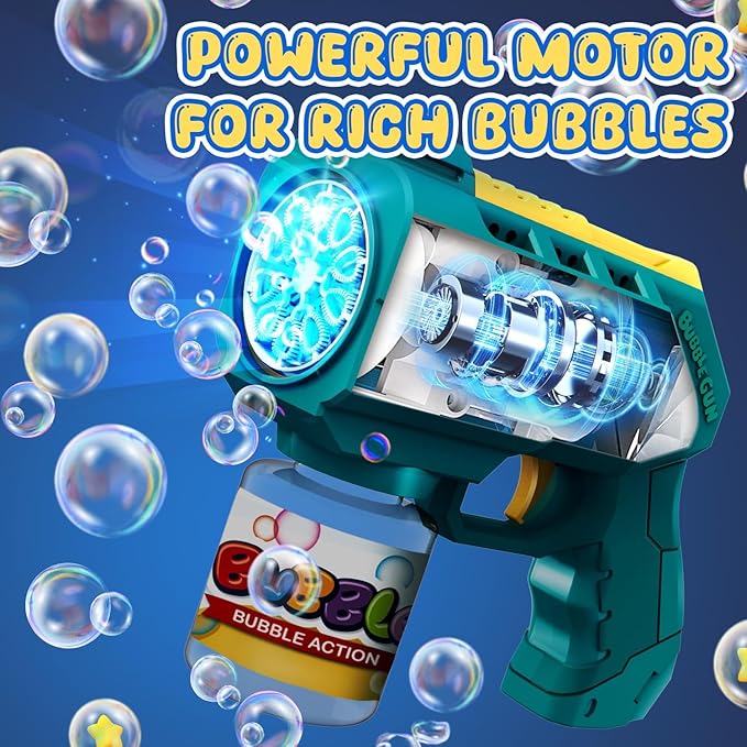 Eaglestone Bubble Guns for Toddlers 2 Packs, LED Light Automatic Bubble Machine Gun for Kids 4-8, Bubble Toys with Bubble Solution,Concentrate, Bubble Blaster Party Favor, Summer Outdoor Toys Gift