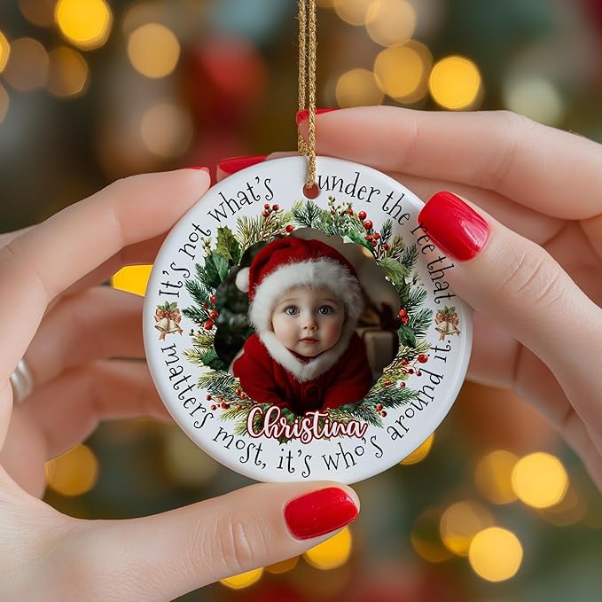 Personalized Family Photo Christmas Ornament 2025 - Custom Babies Keepsake - Sweet Gift for New Parents Mom Dad - Christmas, Birthday Gift for Newborn, Boy, Girls, Mom, Dad, Couples, Family