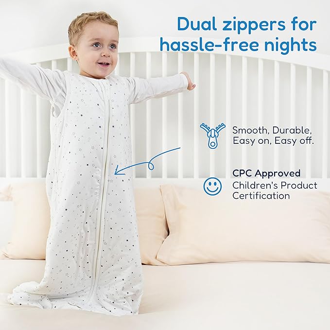 TotAha Toddler Sleep Sack 1.0 TOG, Soft Quilted Wearable Blanket Baby Sleeping Bag with 2-Way Safe Zippers for All Seasons