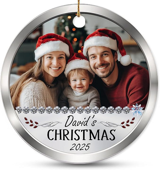 Personalized Baby’s First Christmas Photo Christmas Ornament 2025 - My First Holiday Keepsake - Custom Newborn Ornament - Sweet Gift for New Parents Mom Dad - Baby Holiday Memory Decoration
