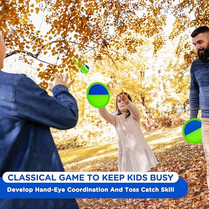 Ayeboovi Toss and Catch Ball Set Outdoor Yard Beach Pool Toys Games for Kids Family Sports 8 Paddles 4 Balls for Toddlers Boys Girls Ages 3-12 Boys Girls Birthday Gift