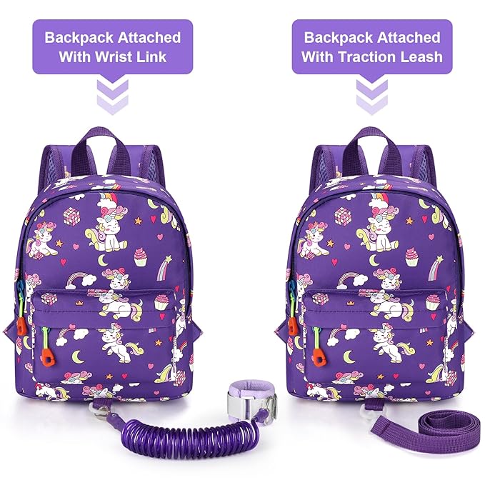Accmor Toddler Harness Backpack Leash, Cute Baby Unicorn Backpacks with Anti Lost Wrist Link, Adorable Mini Child Backpack Leashes for Walking, Keep Kids Close Backpack Rope Tether Rein for Girls