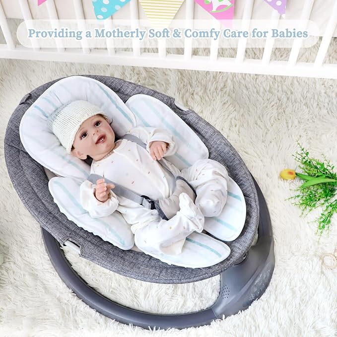 Pea Pod Baby Cushion, 2 in 1 Baby Swings Insert or Girls Extra Soft Breathable Cushion, Compatible for Strollers, and Bouncers, Striped Pattern
