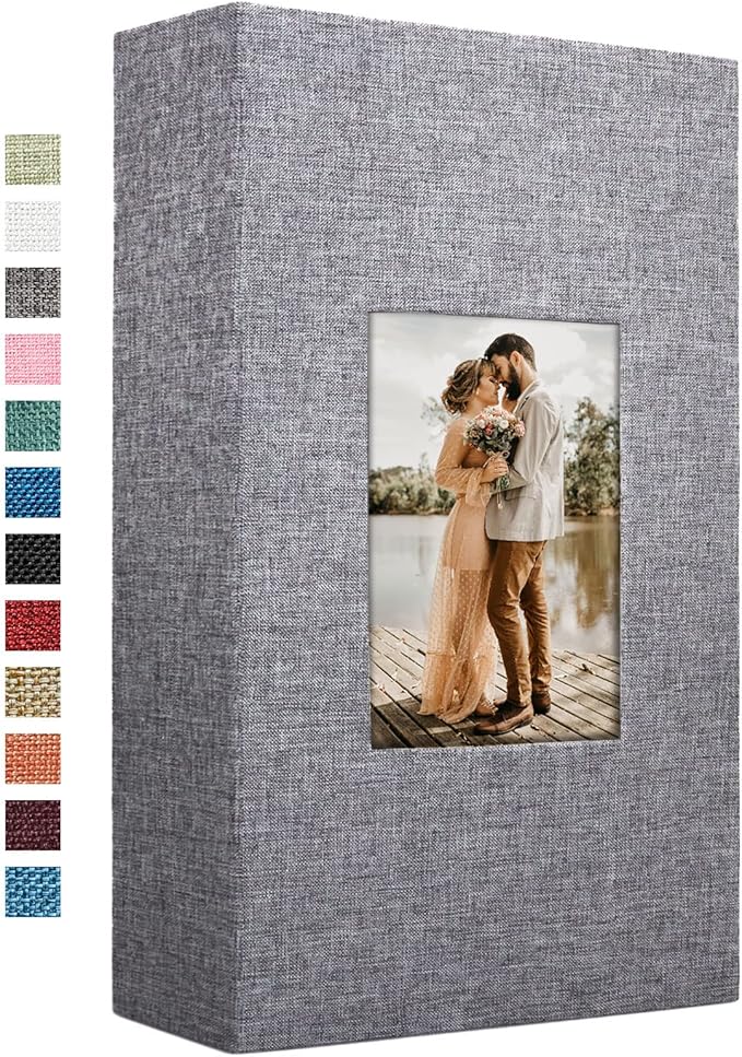 Vienrose Linen Photo Album 420 Pockets for 4x6 Photos Fabric Cover Photo Books Slip-in Picture Albums for Wedding Baby Vacation