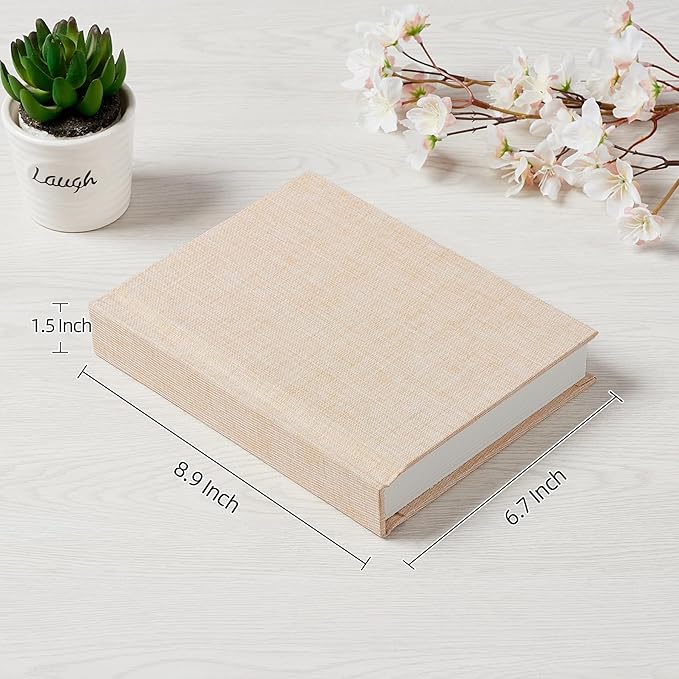 Photo Album 5x7 with Writing Space Linen Cover 5x7 Photo Album Book Holds 20 Photos Ideal for Wedding Theme-Album and Baby Photo Albums (Beige,20 Pockets)