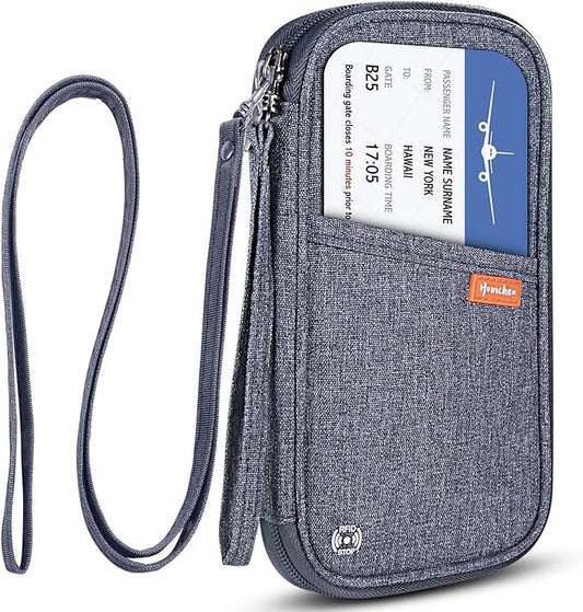RFID Family Passport Wallet Holder Waterproof, Travel Document Organizer Credit Card Clutch Bag for Men Women