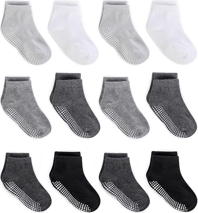 Zaples Baby Non Slip Grip Ankle Socks with Non Skid Soles for Infants Toddlers Kids Boys Girls