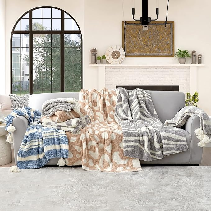 Snuggle Sac Queen Size Bedding Blanket Grey Color, Super Soft Warm Blankets for Bed, Living Room, Luxurious Microfiber Blanket Dupes, Heather Grey, 90x90 inches