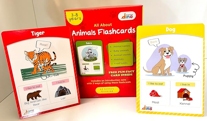 Animals and Their Babies Flashcards | Animal Sound | Animal Habitat Flashcards for Toddlers and Kids - 40 Animals - Non Tearable and Water Resistant | Reusable