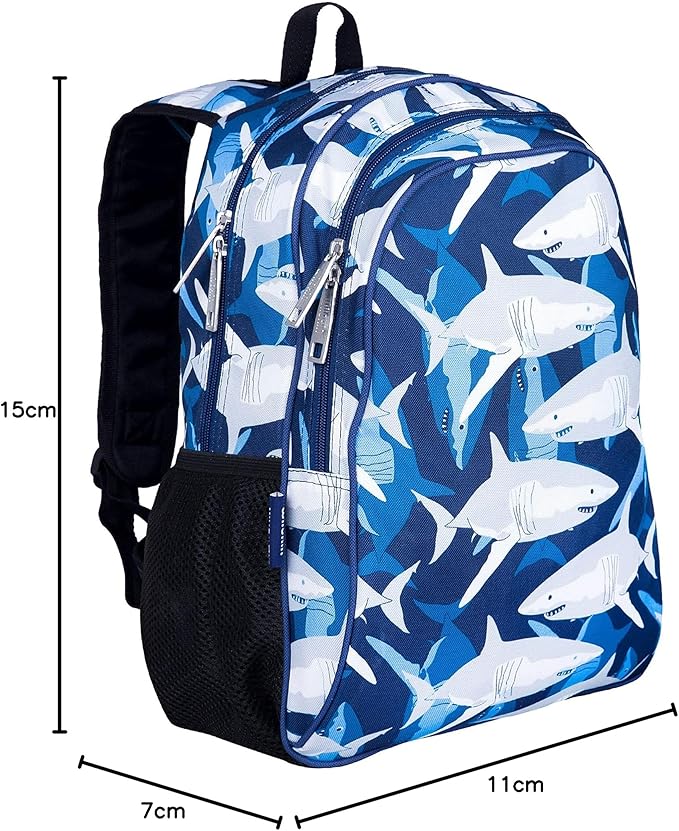 Wildkin 15-inch Kids Backpack – Durable, Padded, Adjustable for School & Travel - Sharks