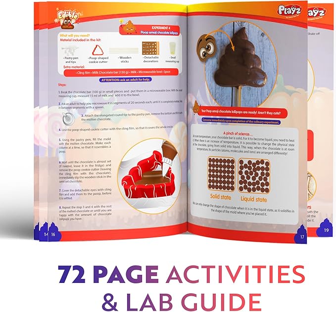 Playz Edible Poo Chocolate & Candy Making Science Kit for Kids Ages 8-12 Years Old - Food Science Chemistry Kid Science Kit with 30 Experiments, Educational Science Kits for Boy & Girls