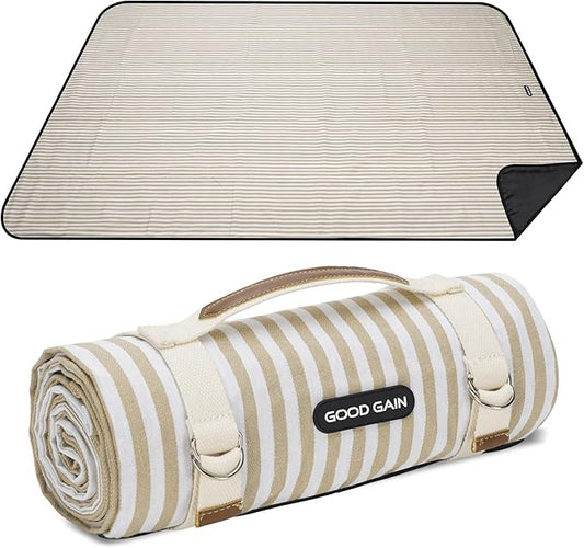 Picnic Blankets Waterproof Extra Large - Outdoor Blanket Sand Free Foldable with Carry Strap for Beach, Camping, Park Grass, Hiking, Travel, Concerts, Indoor (Sand Yellow)