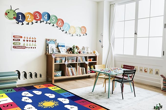 Genki - Kids Rugs for Playroom - ABC Learning Area Rug for Play Room, Classroom, Kindergarten, and Preschool - Kid Alphabet Educational Carpet for Childrens and Toddler Mat - Non Slip | 3'3"x4'11"
