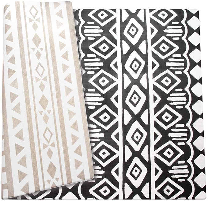 Cushmat Stylish Reversible Foam Play Mat (Large, Crystals - Black Grey) - Soft, Waterproof, Durable Play mat for Infants, Babies, Toddler, Kids & Grownup - 6.5ft x 4.5ft