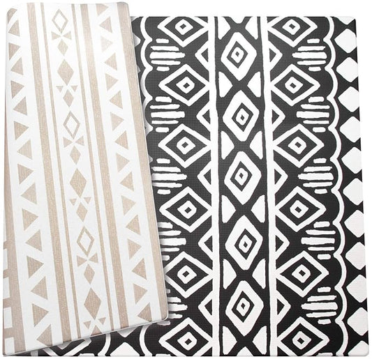 Cushmat Stylish Reversible Foam Play Mat (Large, Crystals - Black Grey) - Soft, Waterproof, Durable Play mat for Infants, Babies, Toddler, Kids & Grownup - 6.5ft x 4.5ft
