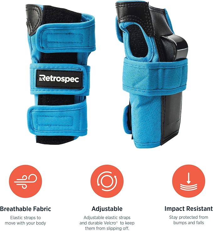 Retrospec Knee Pads, Elbow Pads & Wrist Guards for Men, Women & Kids - Protective Gear for Skateboarding, Roller Skate, Rollerblade, BMX & Scooter - Multi Sport Pad Set