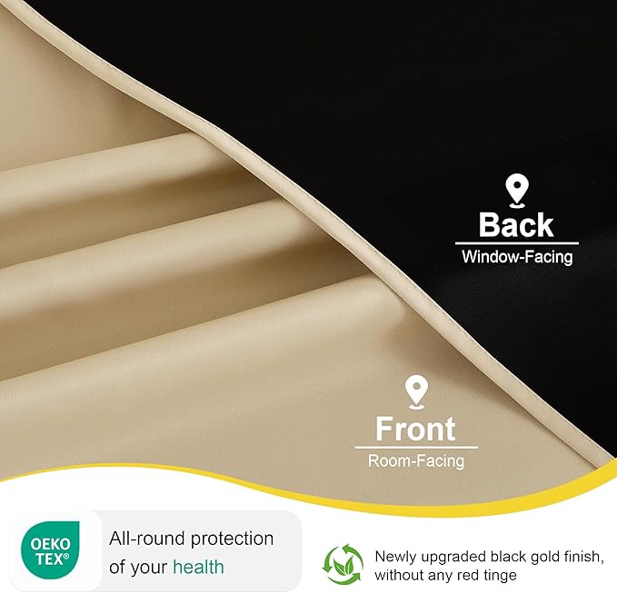 NICETOWN Farmhouse Curtains Thermal Insulated 100% Blackout Drapes Window Treatment Long Grommet Light Blocking Curtain for Living Room Bedroom, 2 Panels, 42 x 84 inch Length, Biscotti Beige