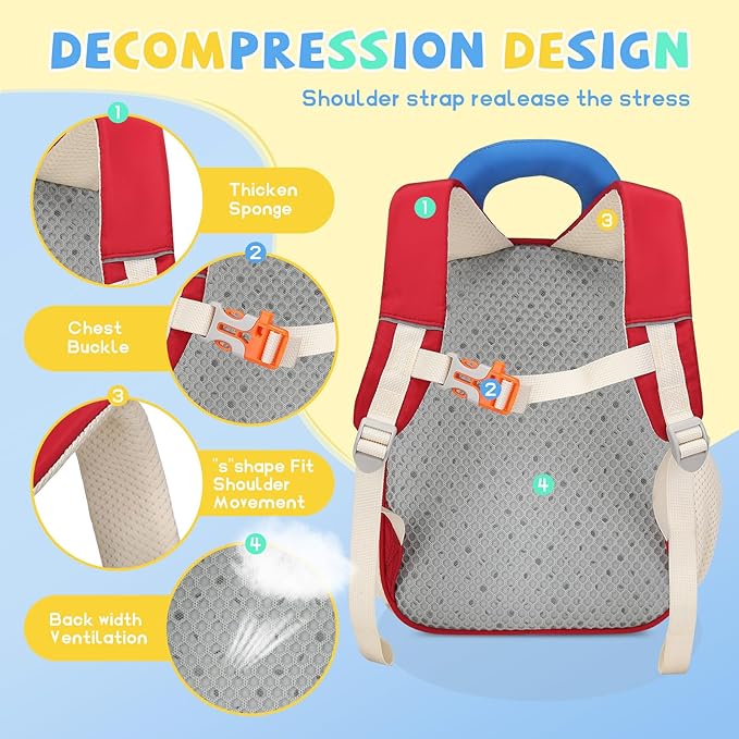 SUN EIGHT Toddler Backpack for Girls Kids Backpack Cute 3D Cartoon School Bag for Baby Girl Boy 2-5 Years (90352-Bear)