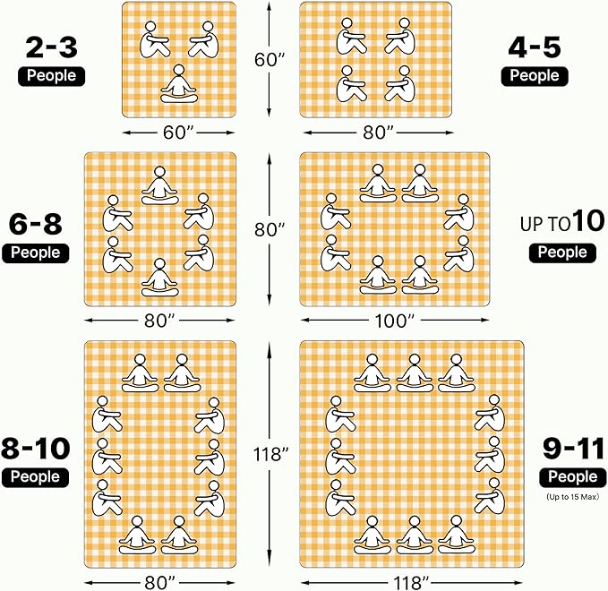 TigeJoy Extra Large Picnic Blanket Waterproof Foldable 60''x80'', Outdoor Picnic Mat Beach Blanket Sandproof for Park, Grass, Travel, Hiking, Camping Essentials, Gingham Picnic Blanket
