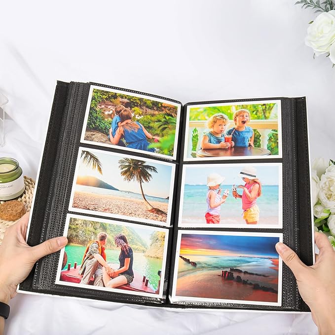 RECUTMS Photo Album 4x6 300 Pockets Photo Albums with Leather Cover for Family Wedding Baby Photo Book Holds Horizontal Pictures (Sky Blue)