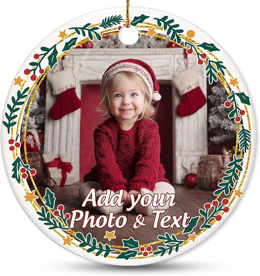 Personalized Baby Christmas Ornament 2025 - Custom New Baby Photo Ornaments - Sweet Gift for New Parents, Mom, Dad - Christmas, Birthday Gift for Babies, Boy, Girls, Family, Grandparents