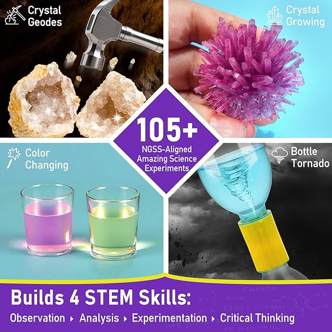BenBen Science Kits for Kids Age 8-12, 105 Experiments Educational Toy, STEM Toys for 6 7 8 Year Old Boys Girls Birthday Gift, Science Kits for Kids Age 5-7, Chemistry Set for Homeschooling